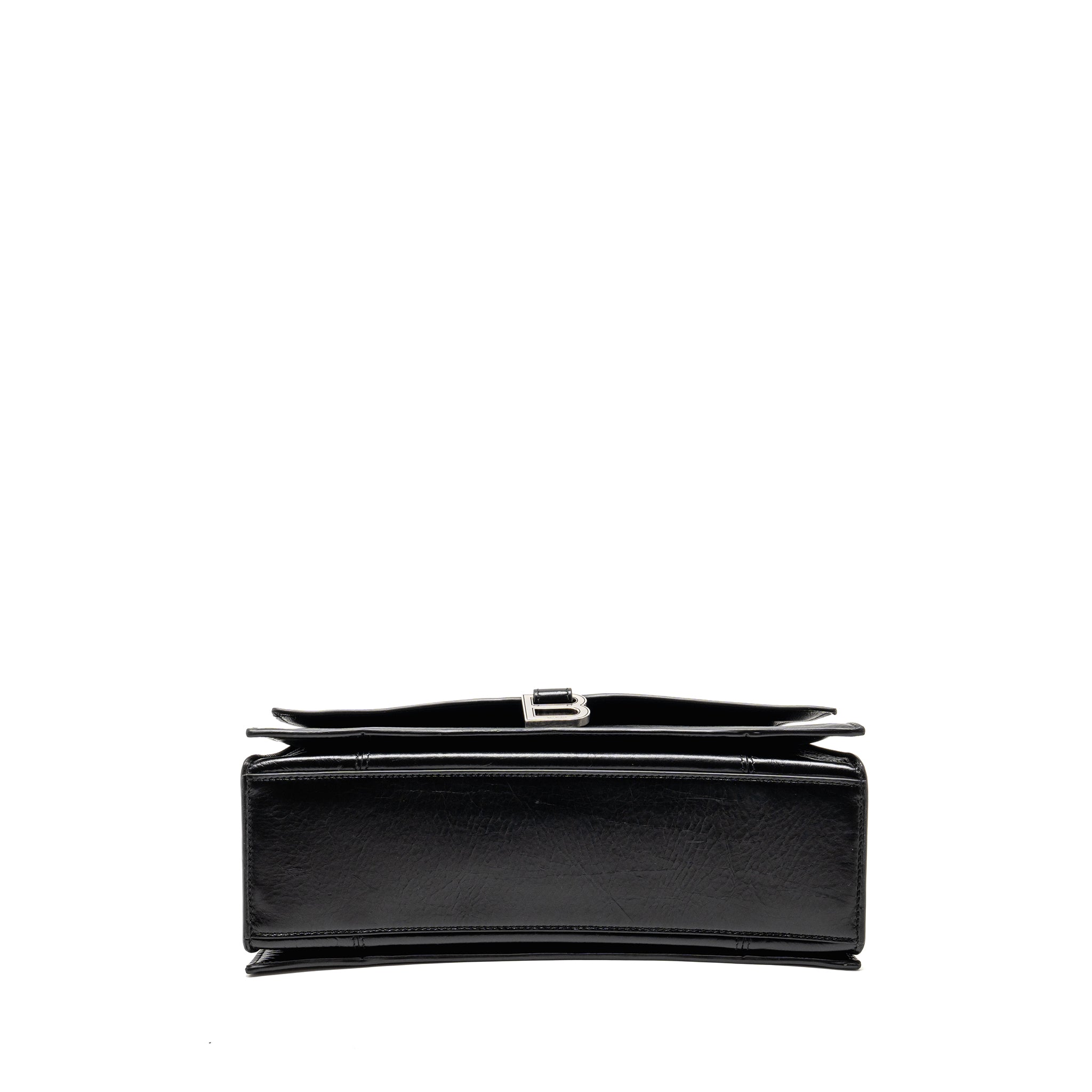 BALENCIAGA MEDIUM CRUSH SHOULDER BAG CALFSKIN LEATHER BLACK SHW