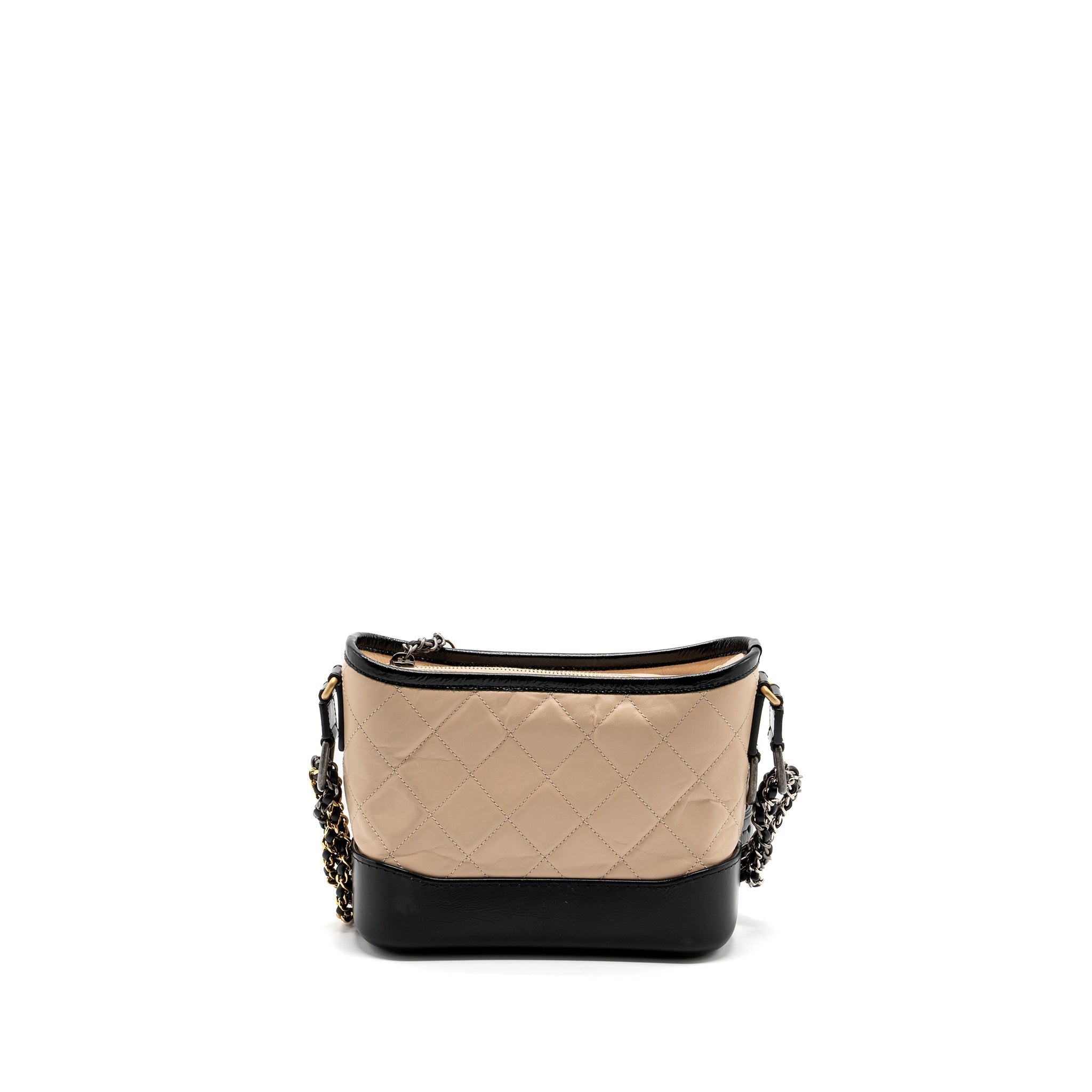 CHANEL SMALL GABRIELLE HOBO BAG CALFSKIN BEIGE / BLACK MULTICOLOUR HARDWARE