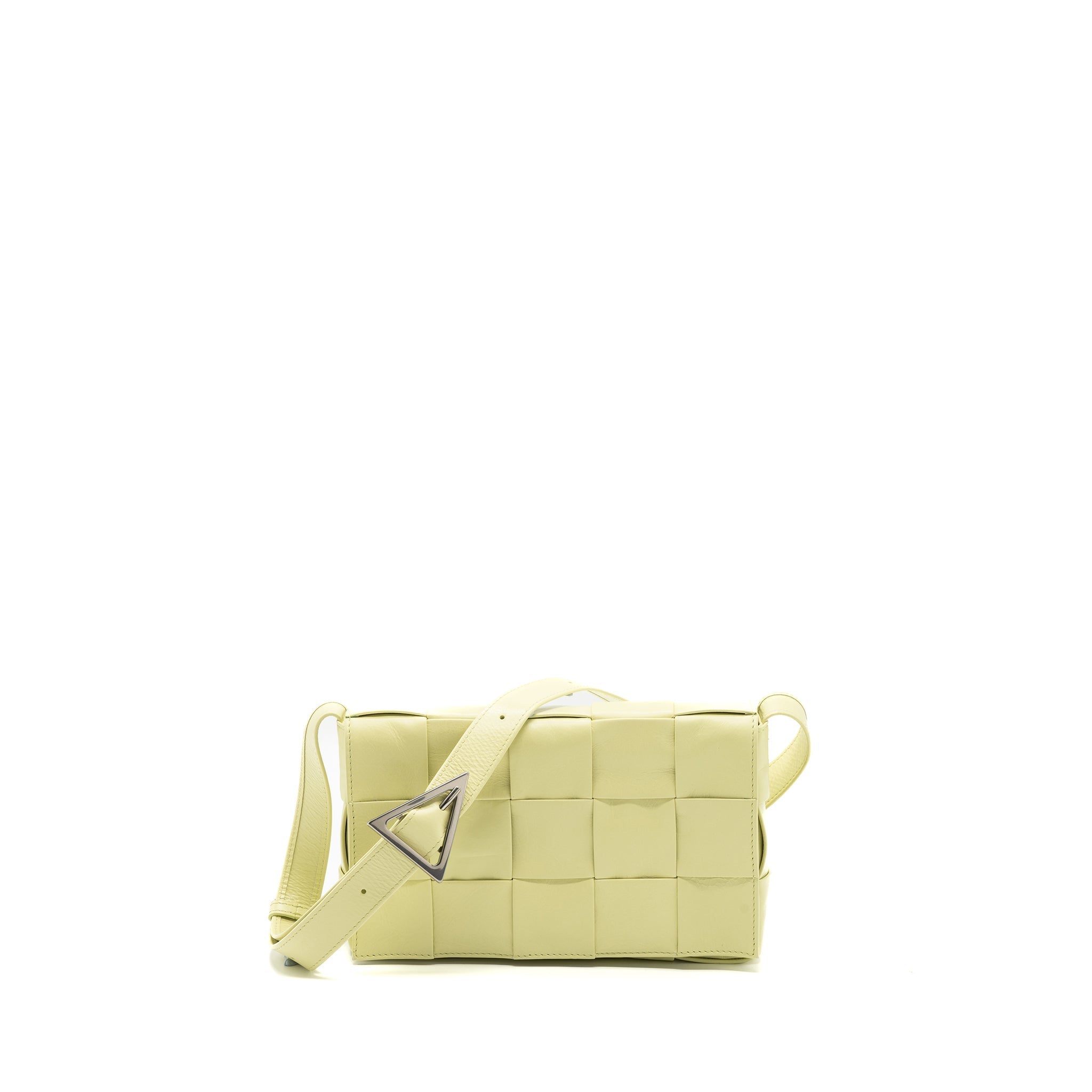 BOTTEGA VENETA SMALL CASSETTE BAG LEMON WASHED SHW