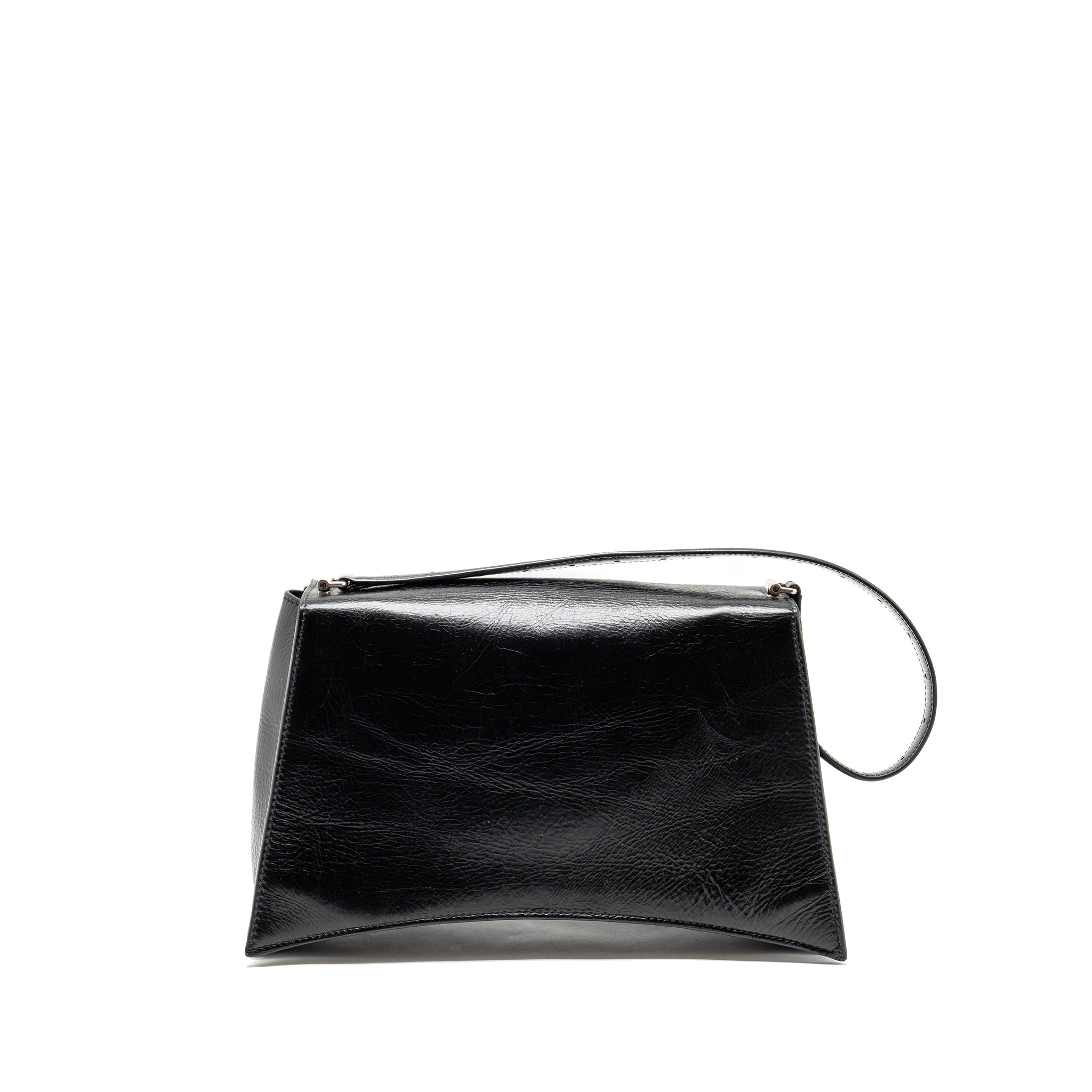 BALENCIAGA MEDIUM CRUSH SHOULDER BAG CALFSKIN LEATHER BLACK SHW