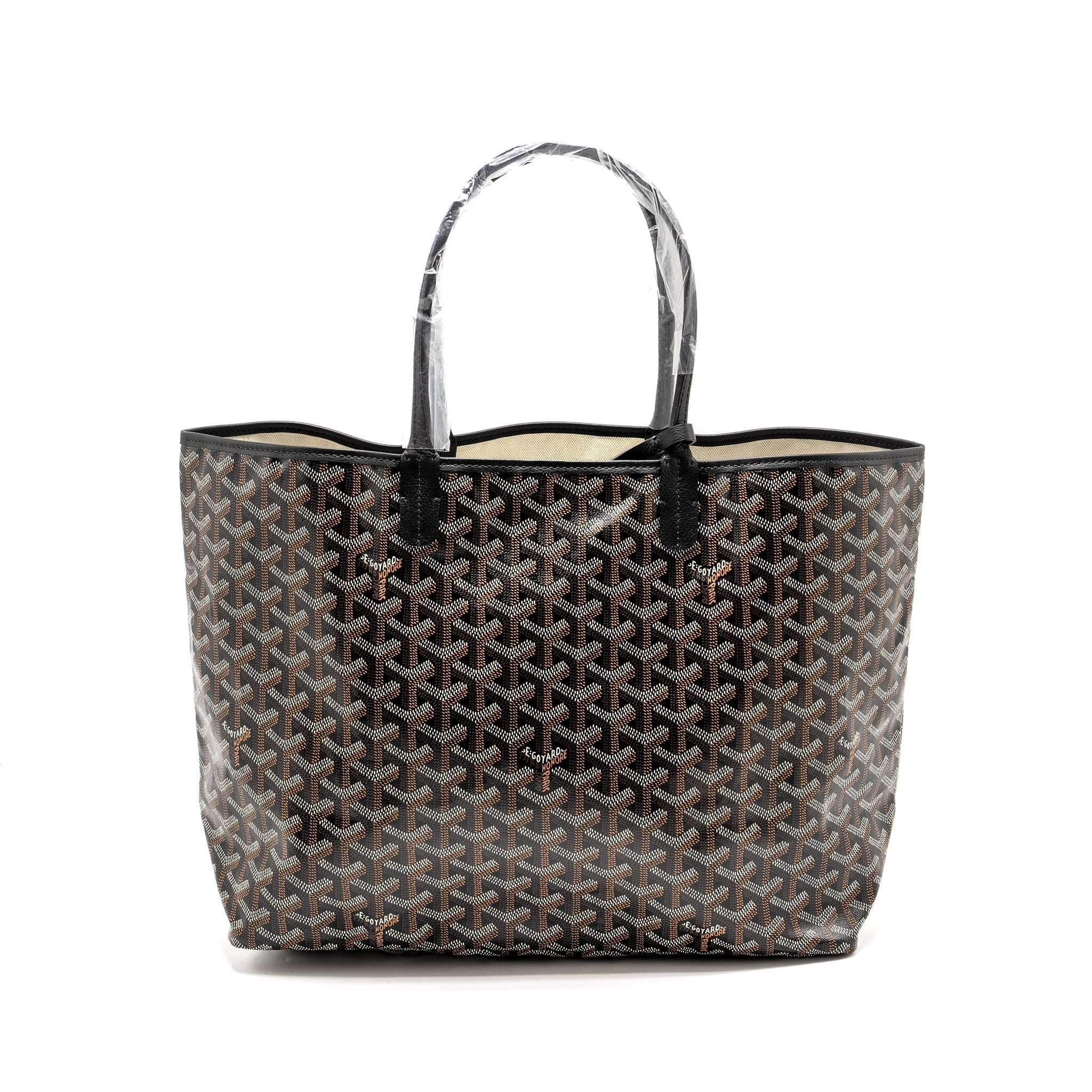 GOYARD SAINT LOUIS TOTE PM GOYARDLINE CANVAS / CALFSKIN BLACK SHW