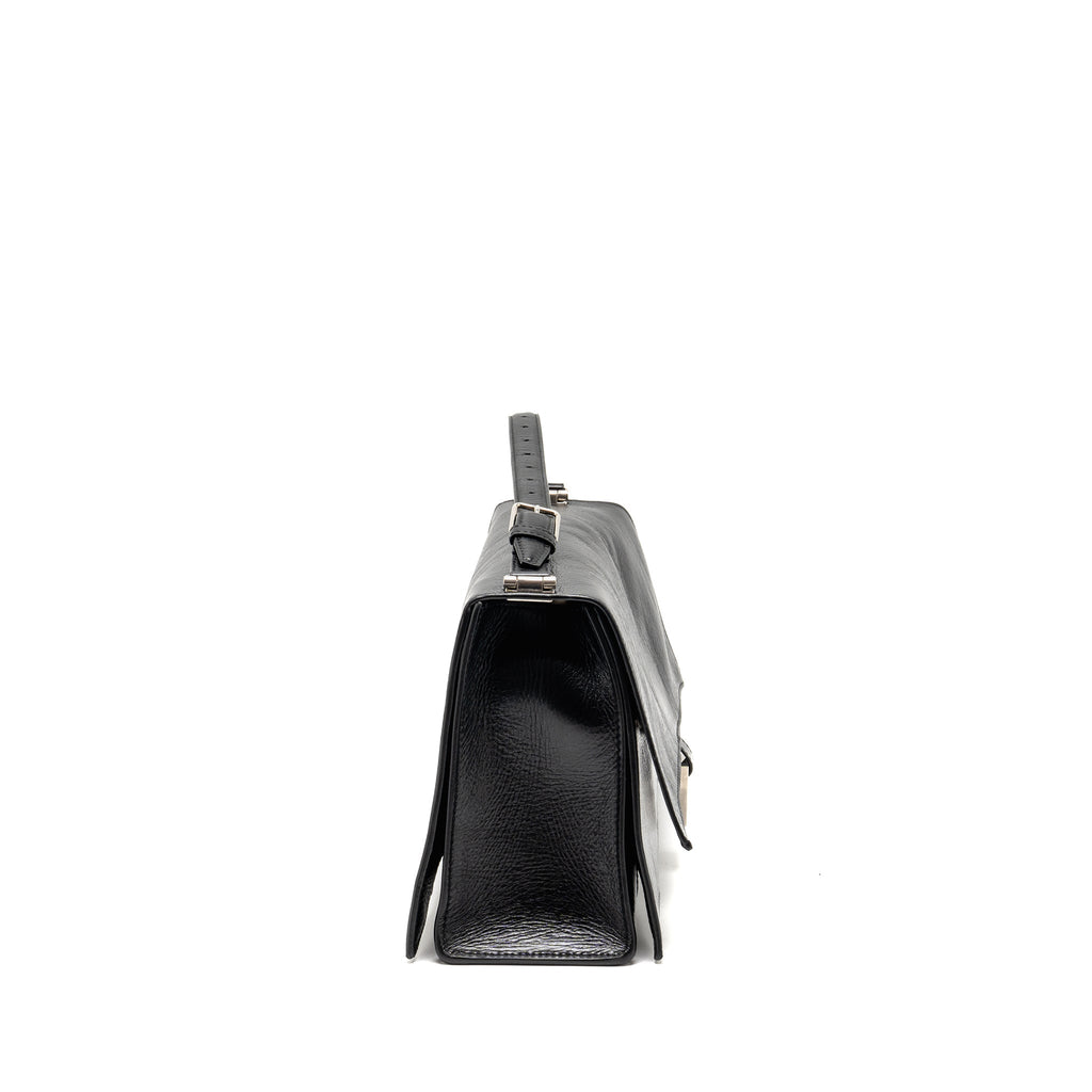 BALENCIAGA MEDIUM CRUSH SHOULDER BAG CALFSKIN LEATHER BLACK SHW