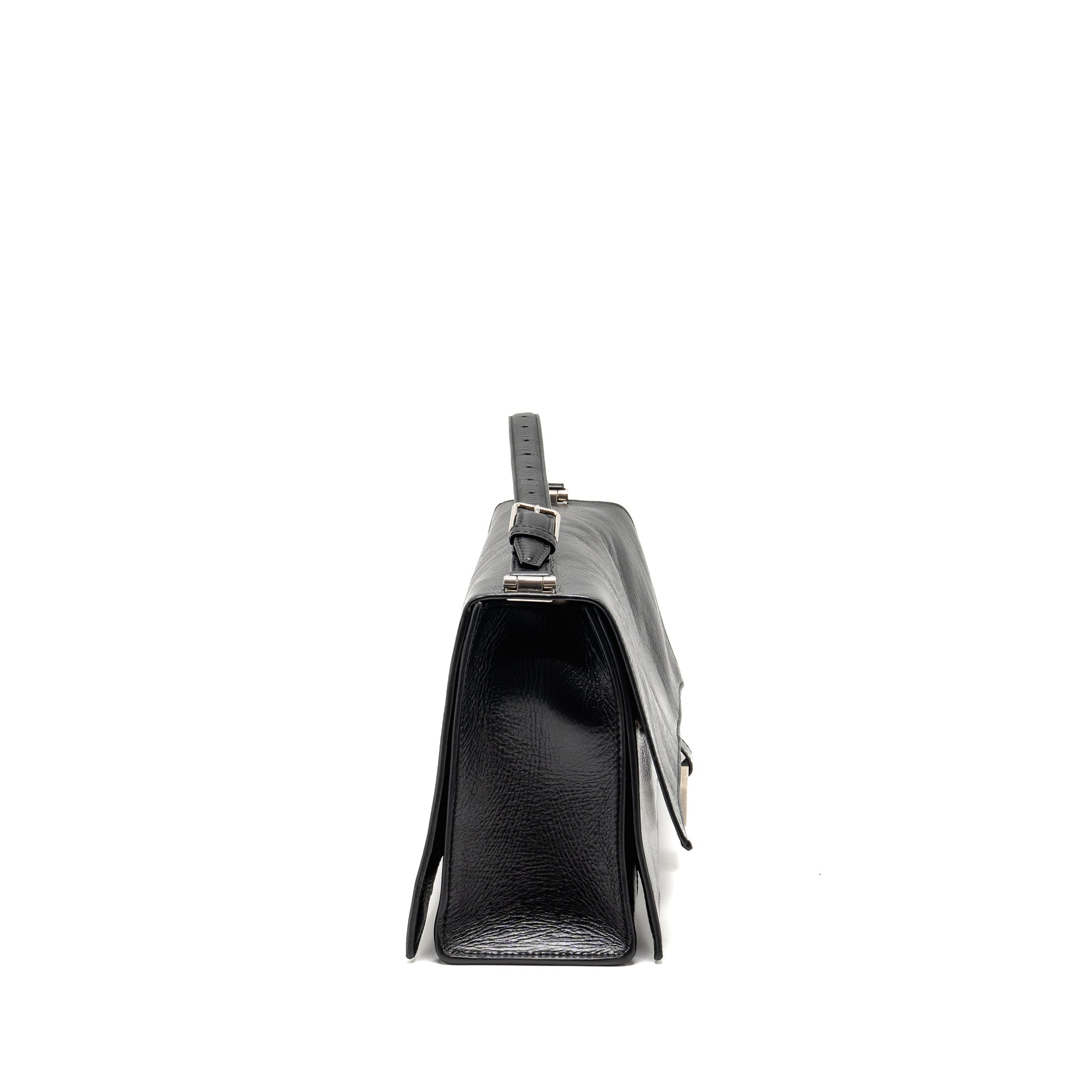 BALENCIAGA MEDIUM CRUSH SHOULDER BAG CALFSKIN LEATHER BLACK SHW