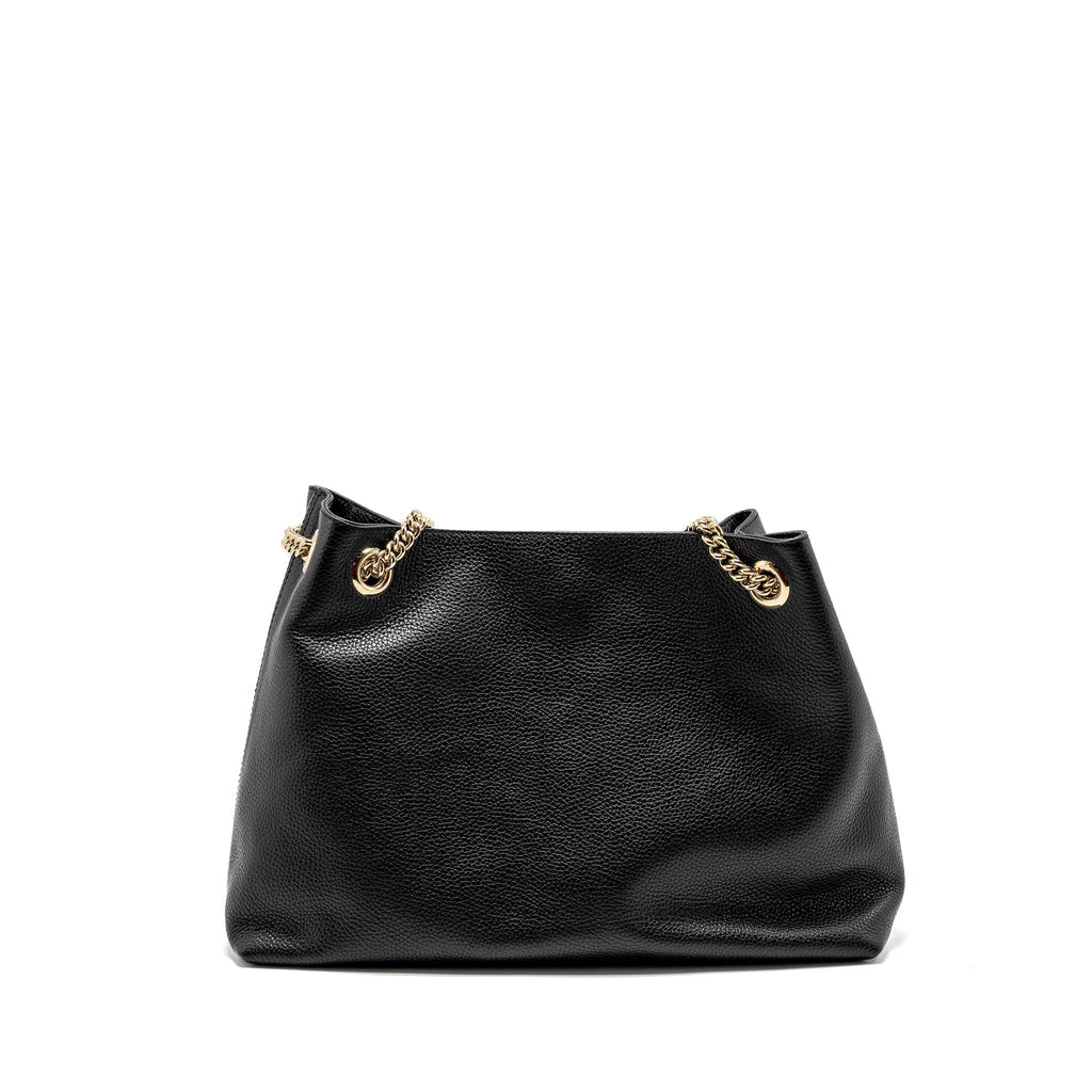 GUCCI INTERLOCKING G SOHO TOTE BAG CALFSKIN BLACK GHW