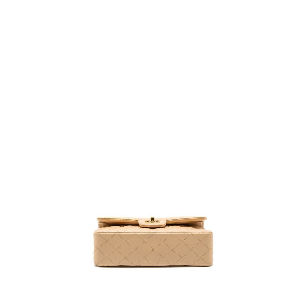 CHANEL SMALL CLASSIC FLAP BAG LAMBSKIN BEIGE GHW