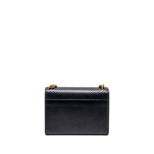 SAINT LAURENT /YSL SUNSET BAG PYTHON/SUEDE NAVY GHW