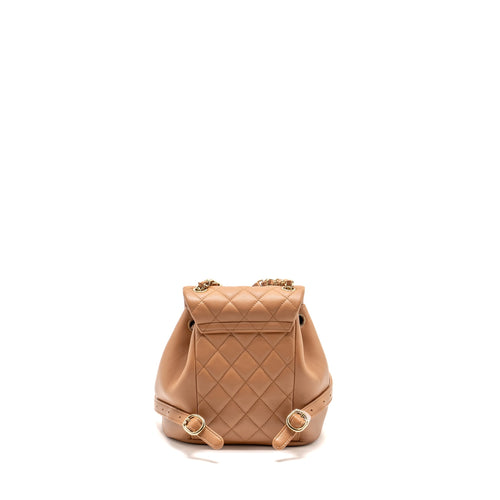 CHANEL 24P MINI DUMA BACKPACK CALFSKIN CARAMEL LGHW (MICROCHIP)