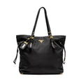 PRADA TOTE BAG CANVAS BLACK GHW