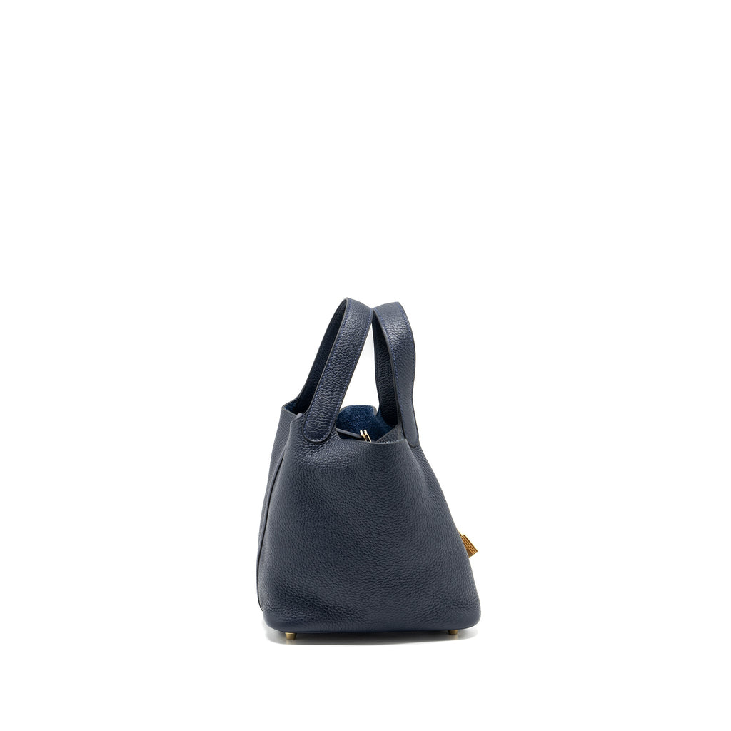 HERMES PICOTIN 18 LOCK BAG CLEMENCE BLUE NUIT GHW