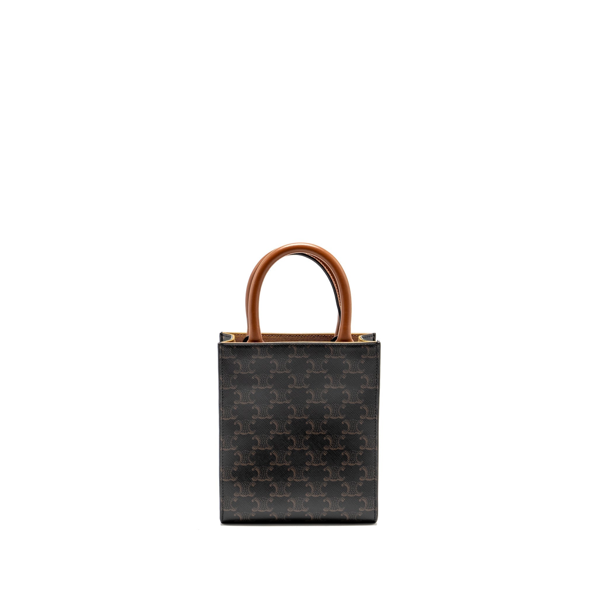 CELINE MINI VERTICAL CABAS TRIOMPHE CANVAS BROWN / MULTICOLOUR GHW