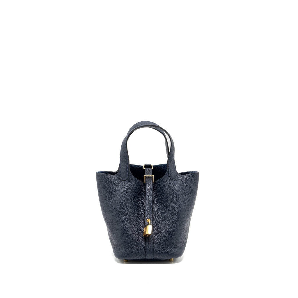 HERMES PICOTIN 18 LOCK BAG CLEMENCE BLUE NUIT GHW