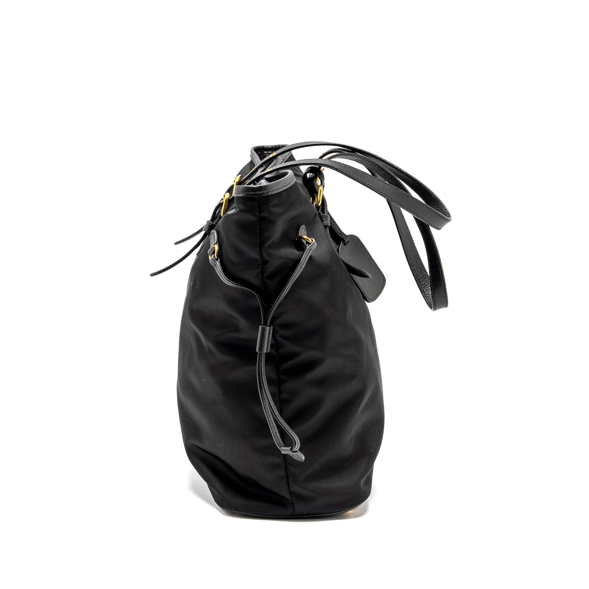 PRADA TOTE BAG CANVAS BLACK GHW