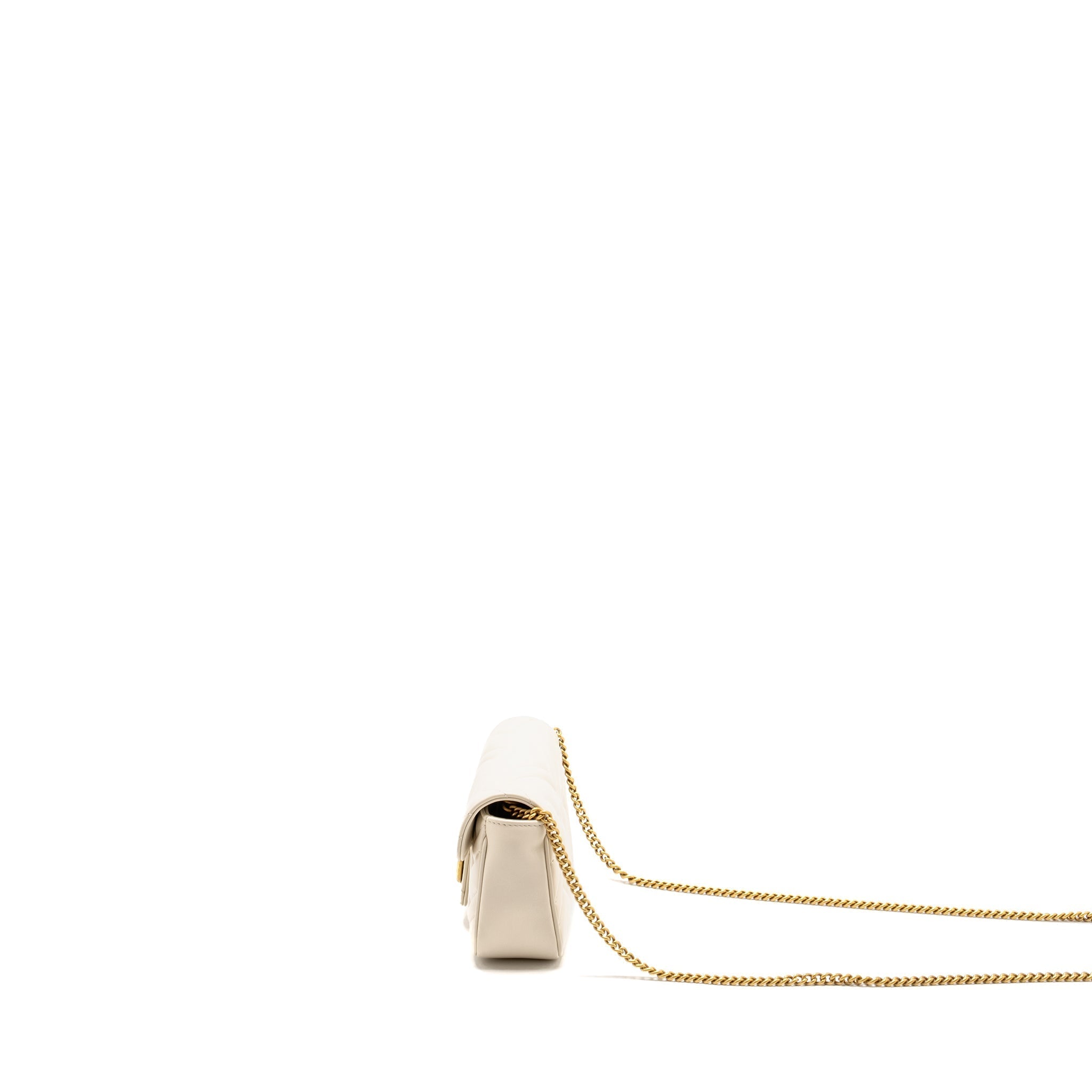 GUCCI GG MARMONT SUPER MINI CALFSKIN WHITE GHW