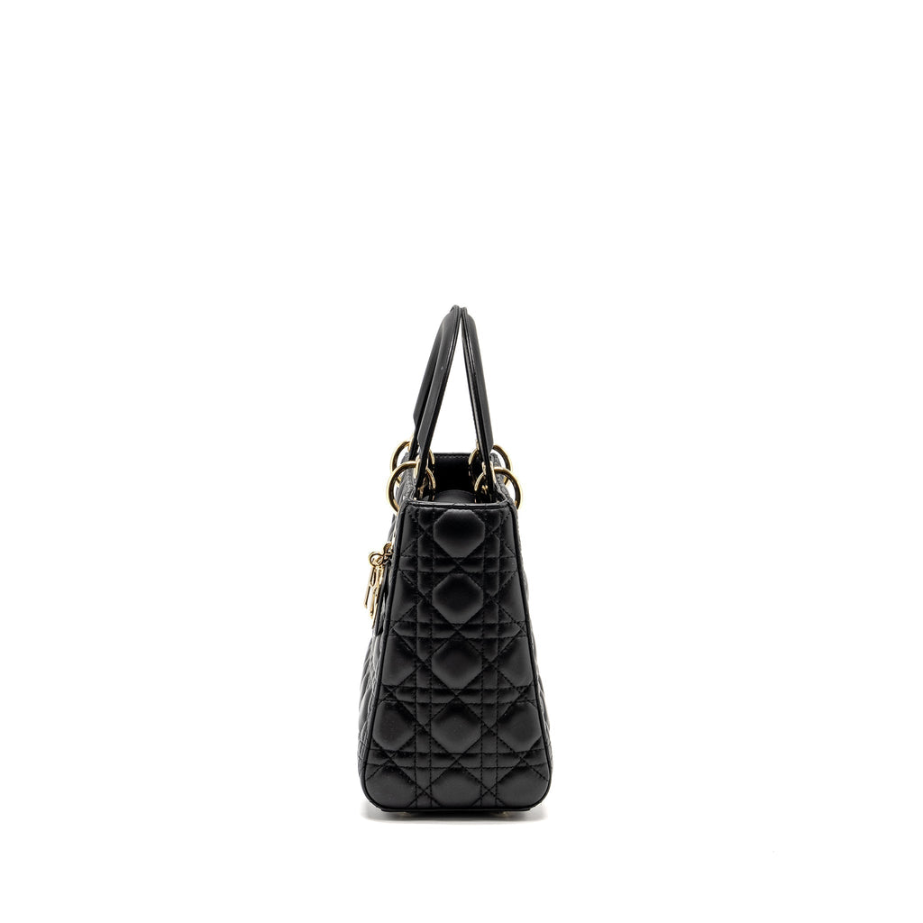 DIOR MEDIUM LADY DIOR LAMBSKIN BLACK LGHW