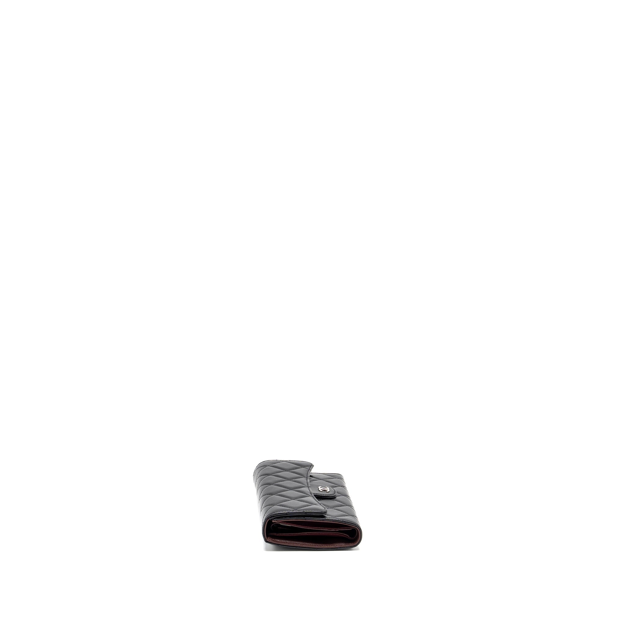 CHANEL CLASSIC COMPACT LONG WALLET LAMBSKIN BLACK SHW
