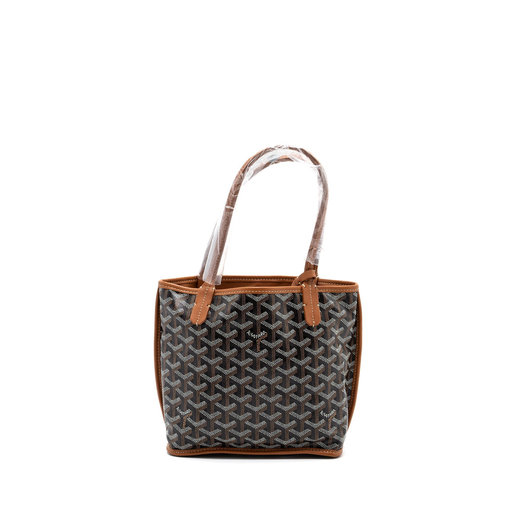 GOYARD ANJOU MINI REVERSIBLE TOTE BAG GOYARDINE CANVAS / LEATHER BROWN / MULTICOLOR