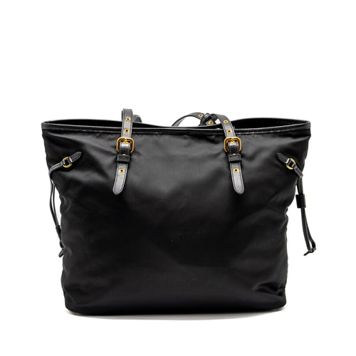 PRADA TOTE BAG CANVAS BLACK GHW