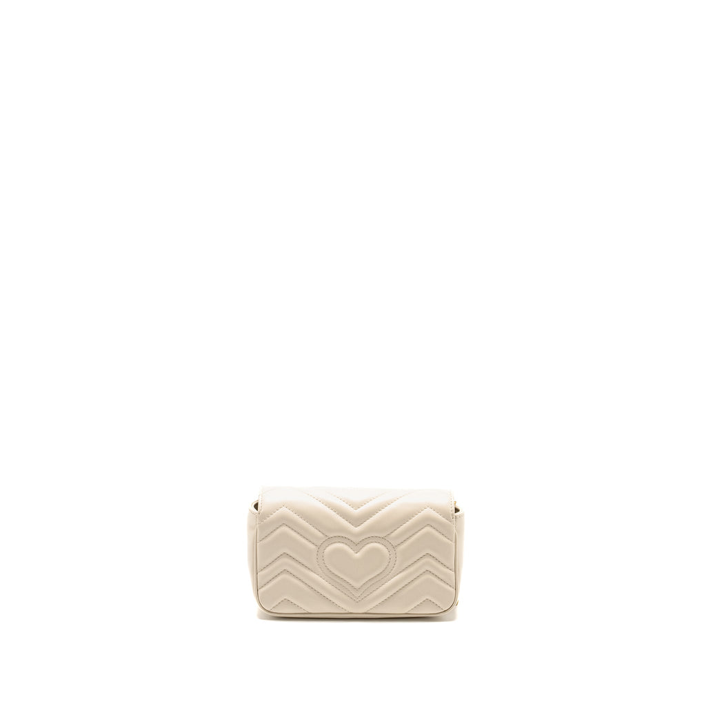 GUCCI GG MARMONT SUPER MINI CALFSKIN WHITE GHW
