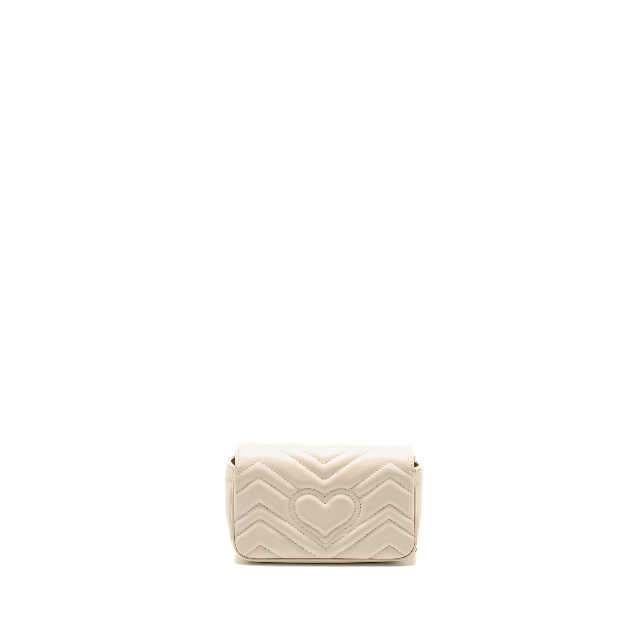 GUCCI GG MARMONT SUPER MINI CALFSKIN WHITE GHW