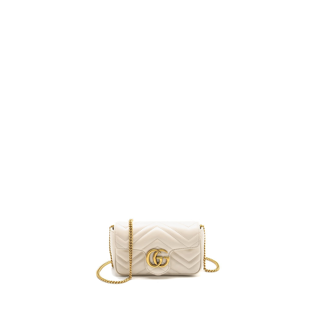GUCCI GG MARMONT SUPER MINI CALFSKIN WHITE GHW