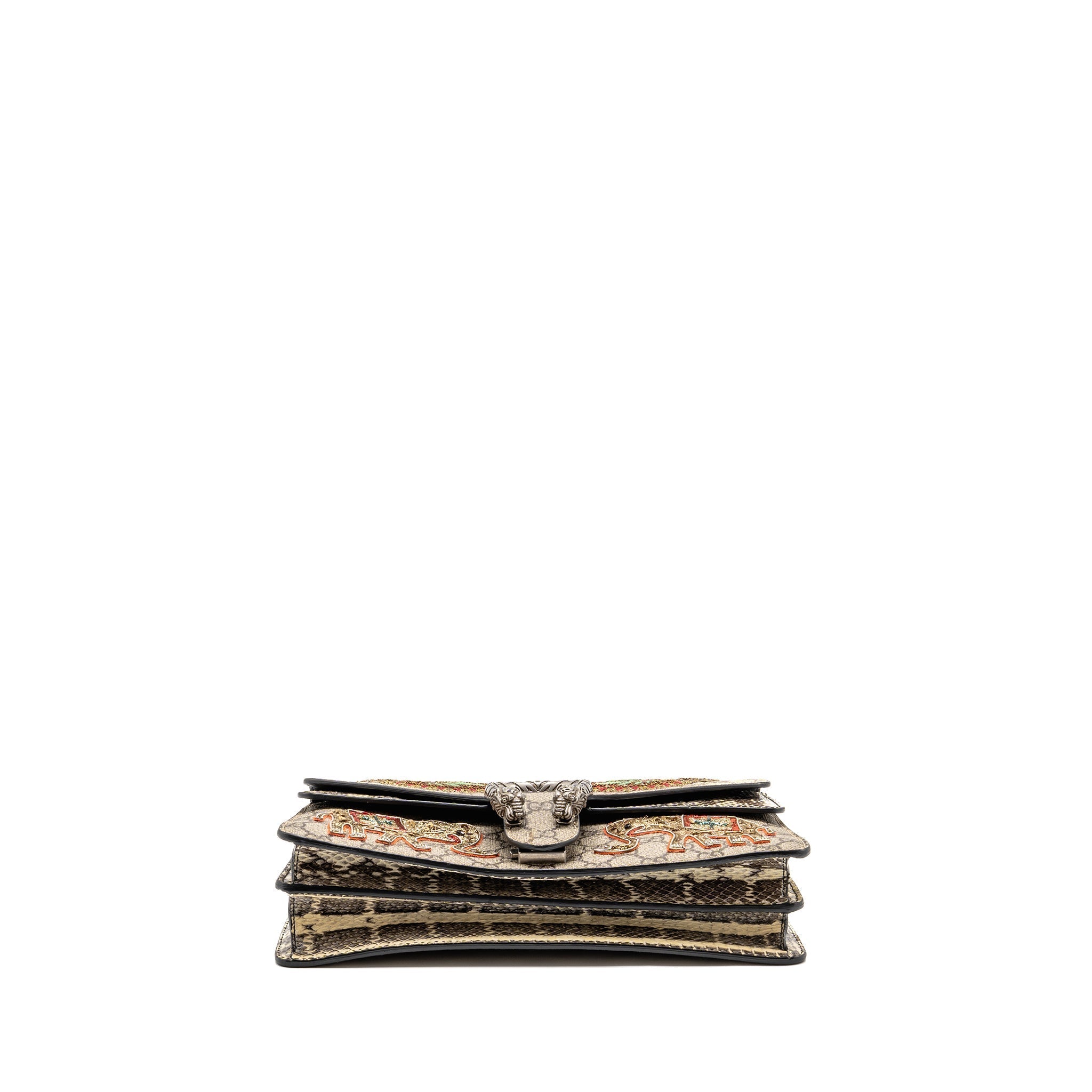 GUCCI SMALL ELEPHANT EMBROIDERED DIONYSUS SHOULDER BAG GG SUPREME CANVAS/LEATHER BEIGE/MULTICOLOUR SHW