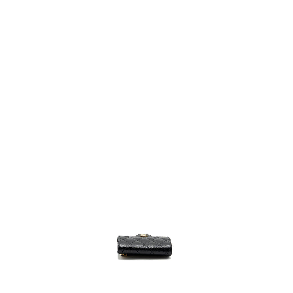 CHANEL CLASSIC COMPACT WALLET CAVIAR BLACK GHW (MICROCHIP)