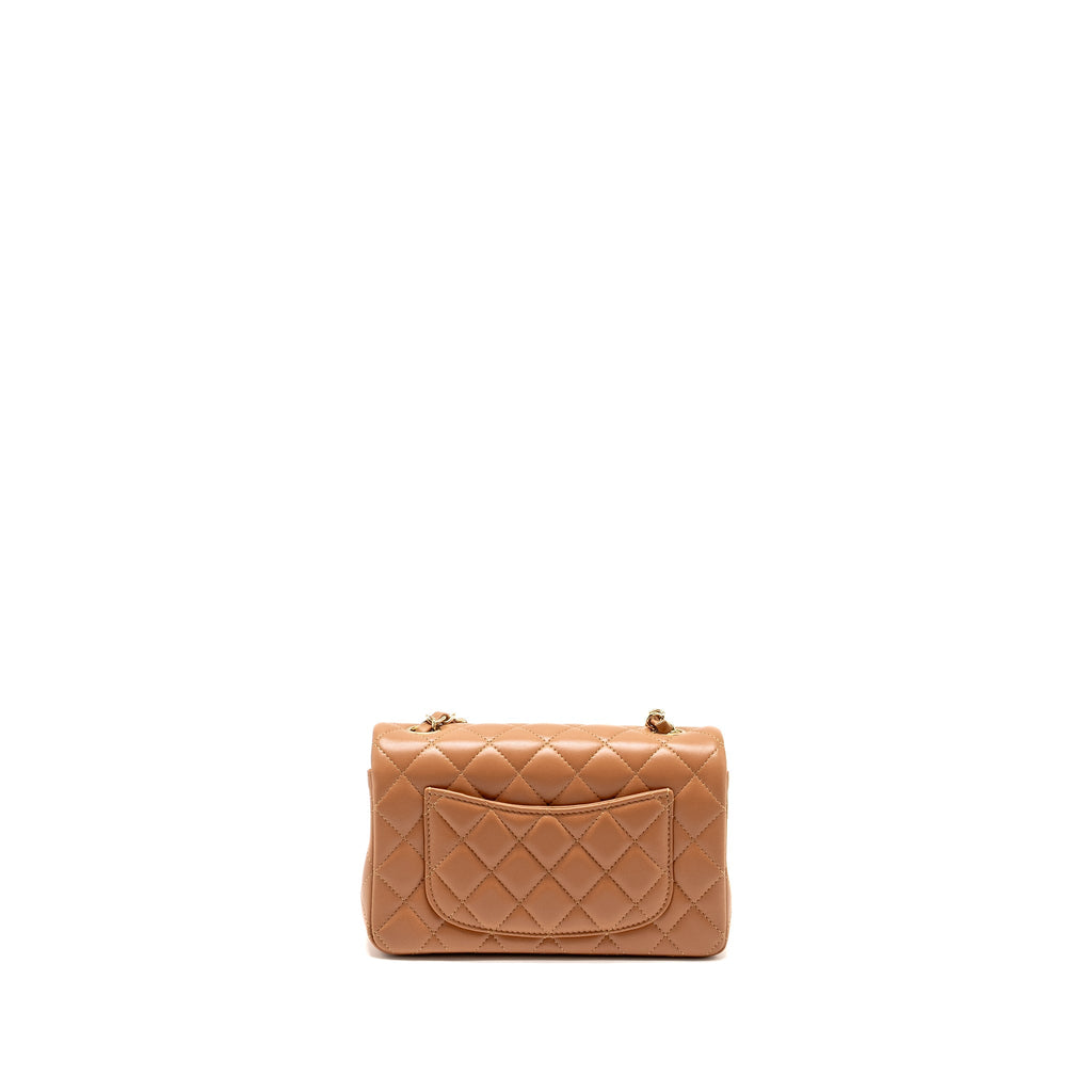 CHANEL MINI RECTANGULAR FLAP BAG LAMBSKIN DARK BEIGE LGHW