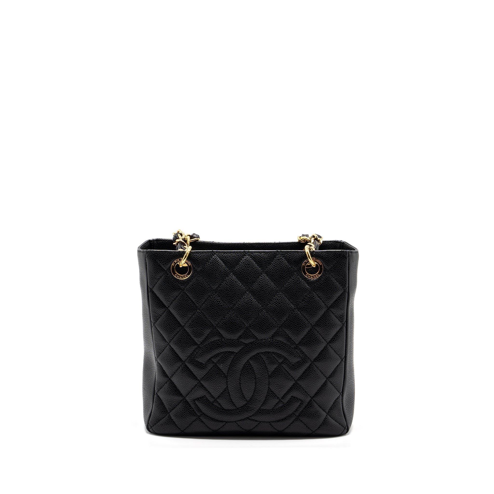 CHANEL GRAND SHOPPING TOTE BAG PM CAVIAR BLACK GHW