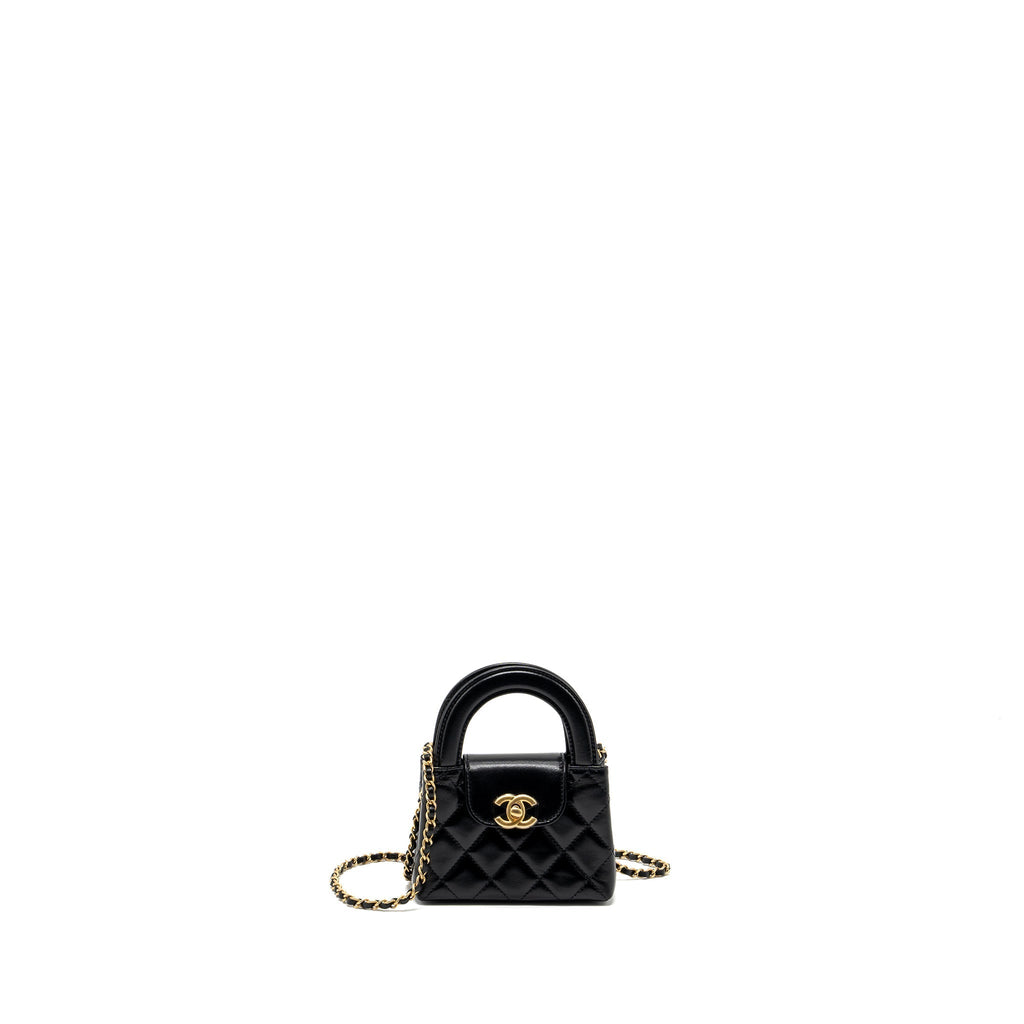 CHANEL 24P MINI NANO KELLY SHOPPER CALFSKIN BLACK GHW(MICROCHIP)