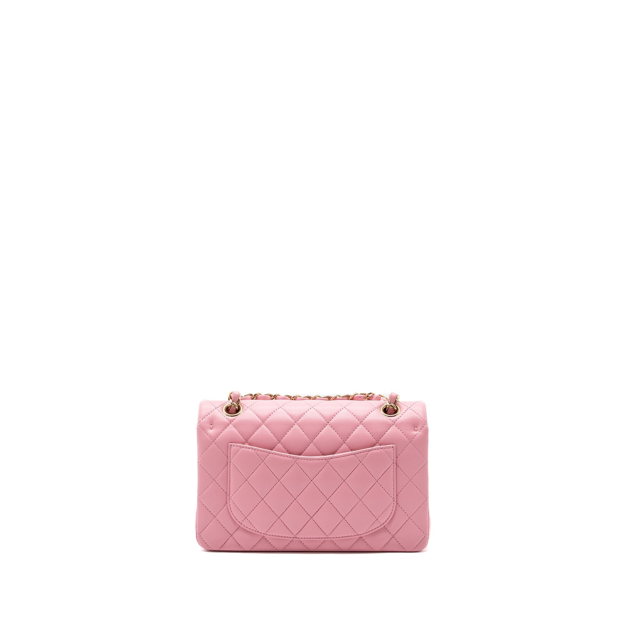 CHANEL SMALL CLASSIC DOUBLE FLAP BAG LAMBSKIN PINK LGHW(MICROCHIP)