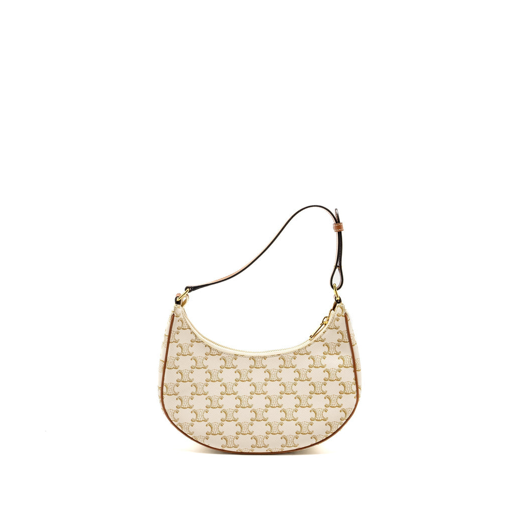 CELINE MEDUIM AVA BAG TRIOMPHE CANVAS/CALFSKIN WHITE/BROWN GHW