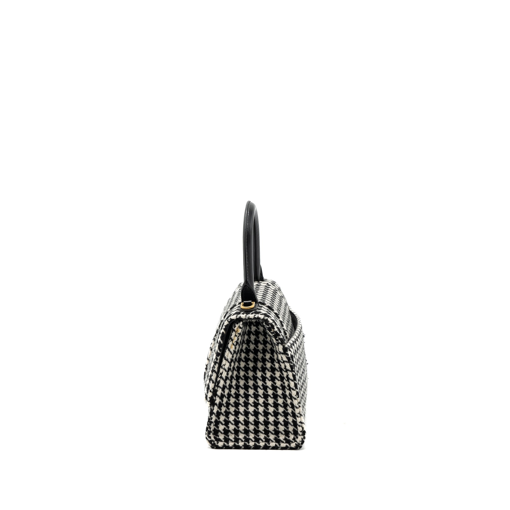 BALENCIAGA HOURGLASS S WOOL HOUNDSTOOTH BLACK/WHITE GHW