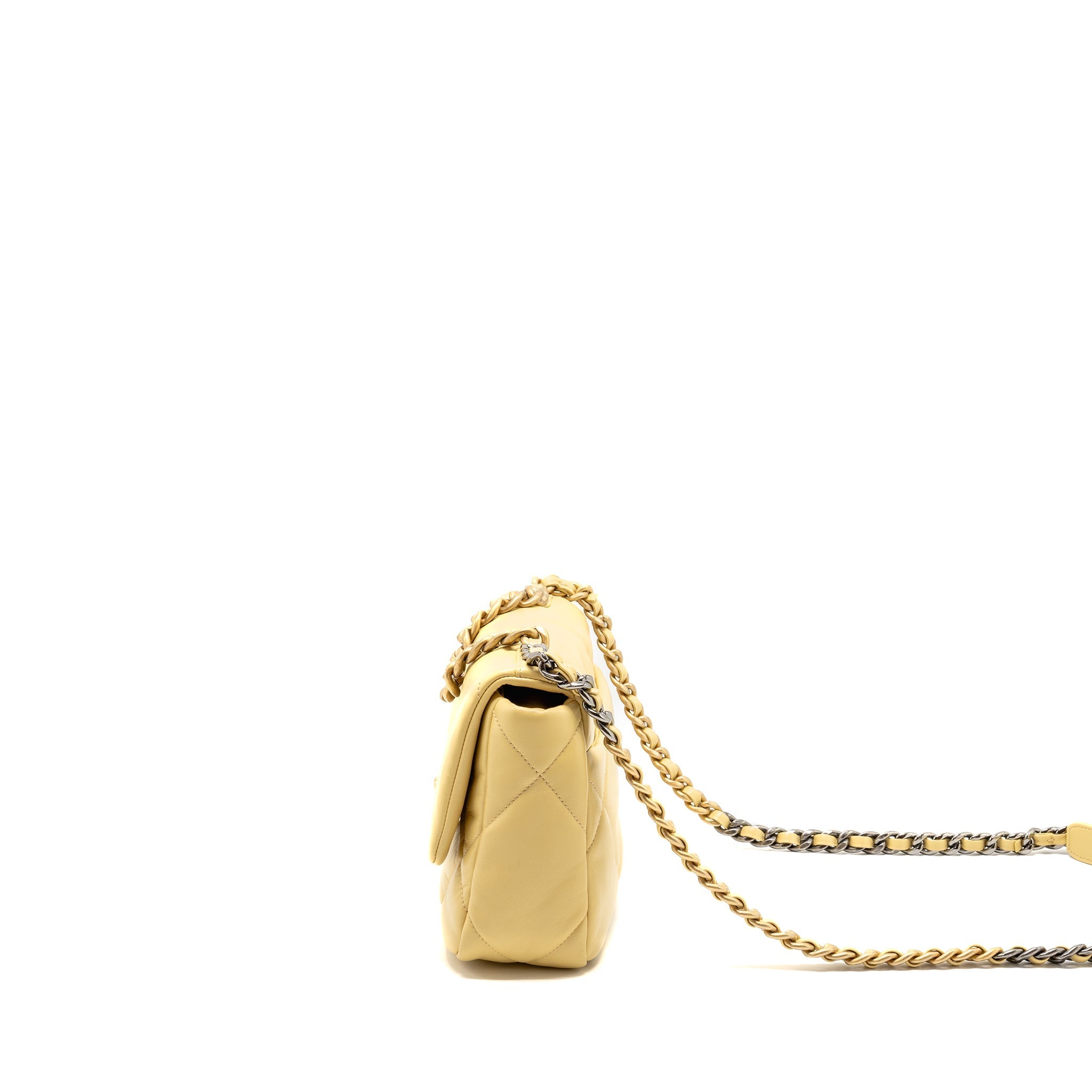 CHANEL SMALL 19 BAG LAMBSKIN YELLOW MULTICOLOUR HARDWARE (MICROCHIP)
