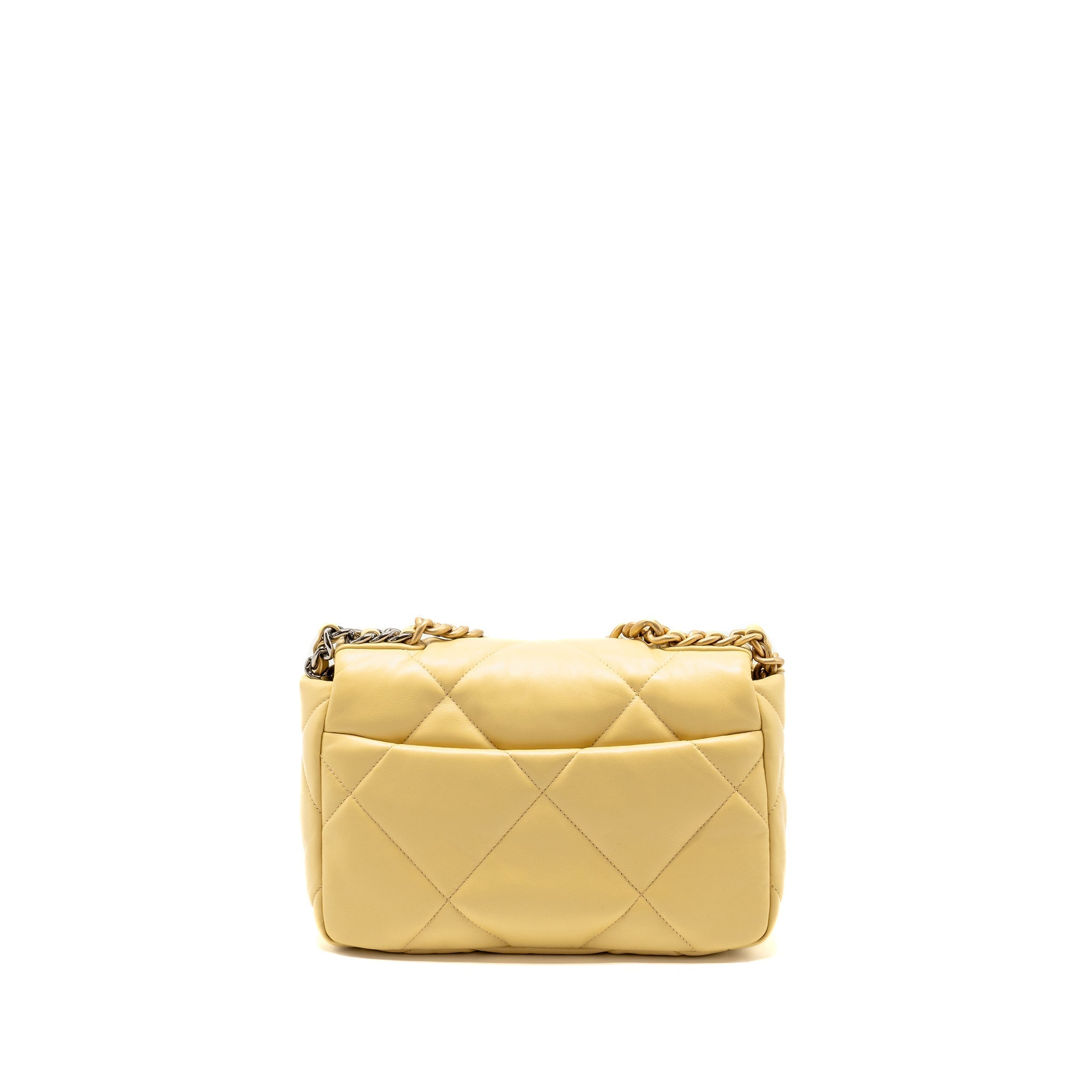 CHANEL SMALL 19 BAG LAMBSKIN YELLOW MULTICOLOUR HARDWARE (MICROCHIP)