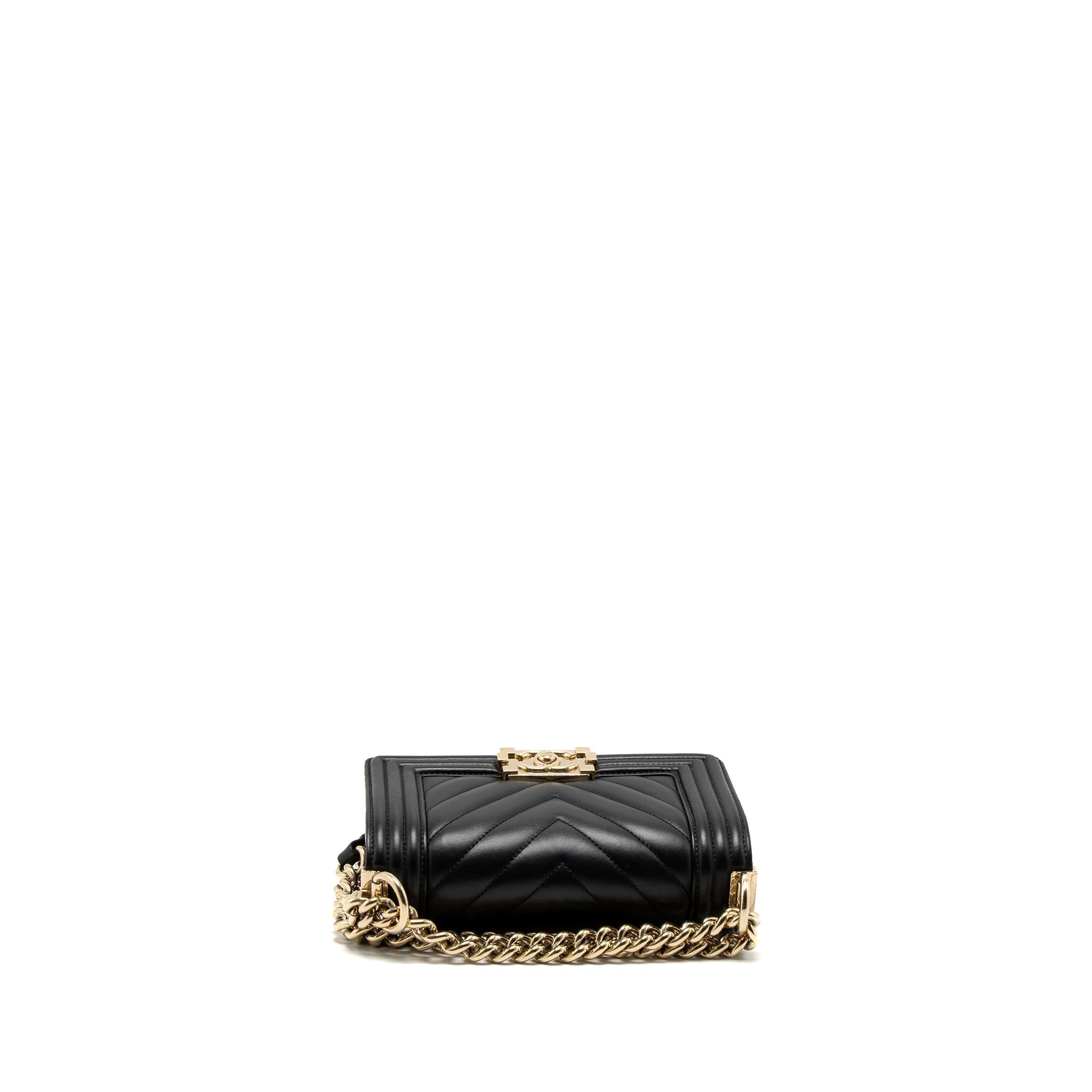 CHANEL SMALL CHEVRON BOY BAG LAMBSKIN BLACK GHW