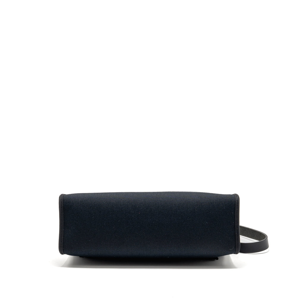 HERMES HERBAG 31 ZIP BAG CANVAS / HUNTER LEATHER BLACK SHW