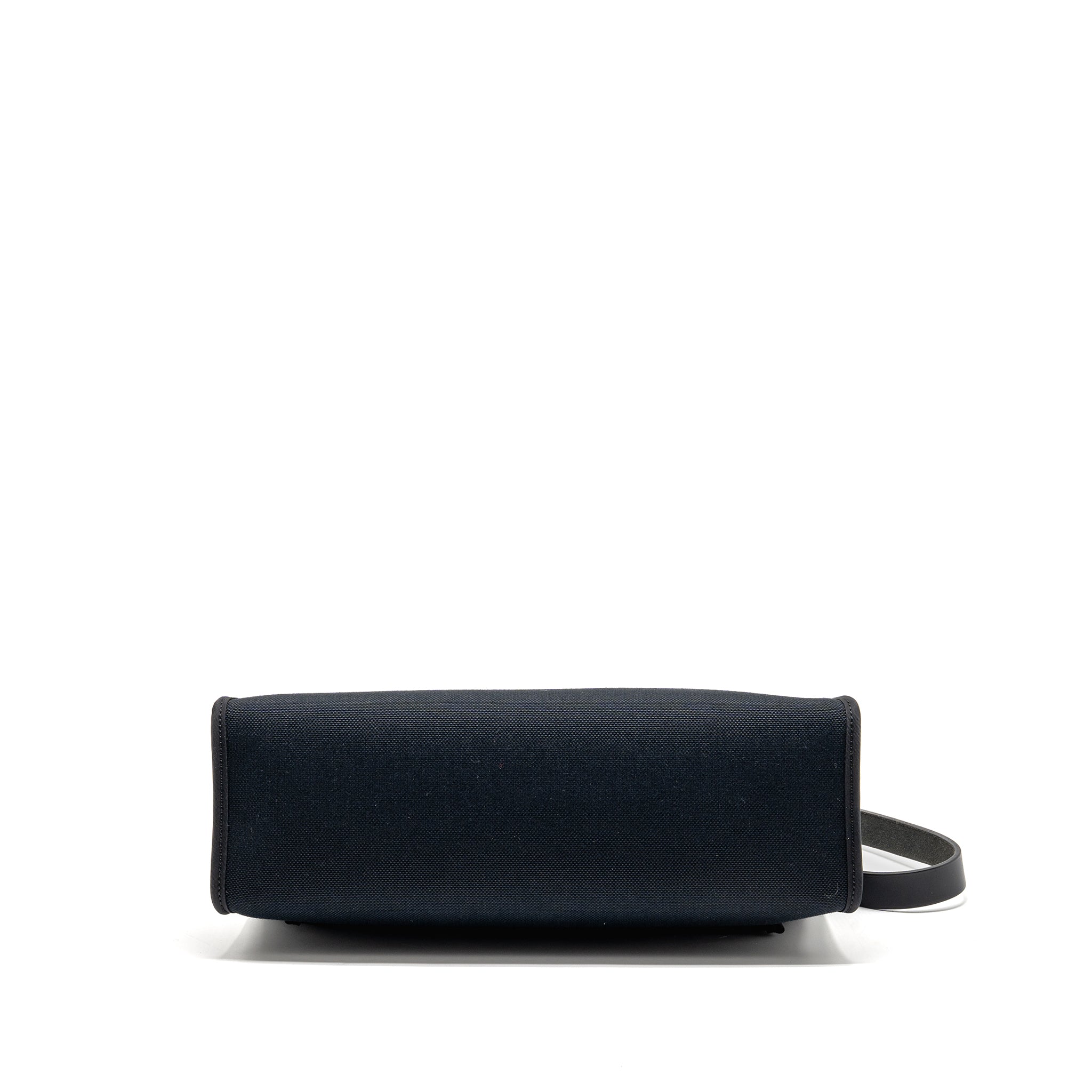 HERMES HERBAG 31 ZIP BAG CANVAS / HUNTER LEATHER BLACK SHW