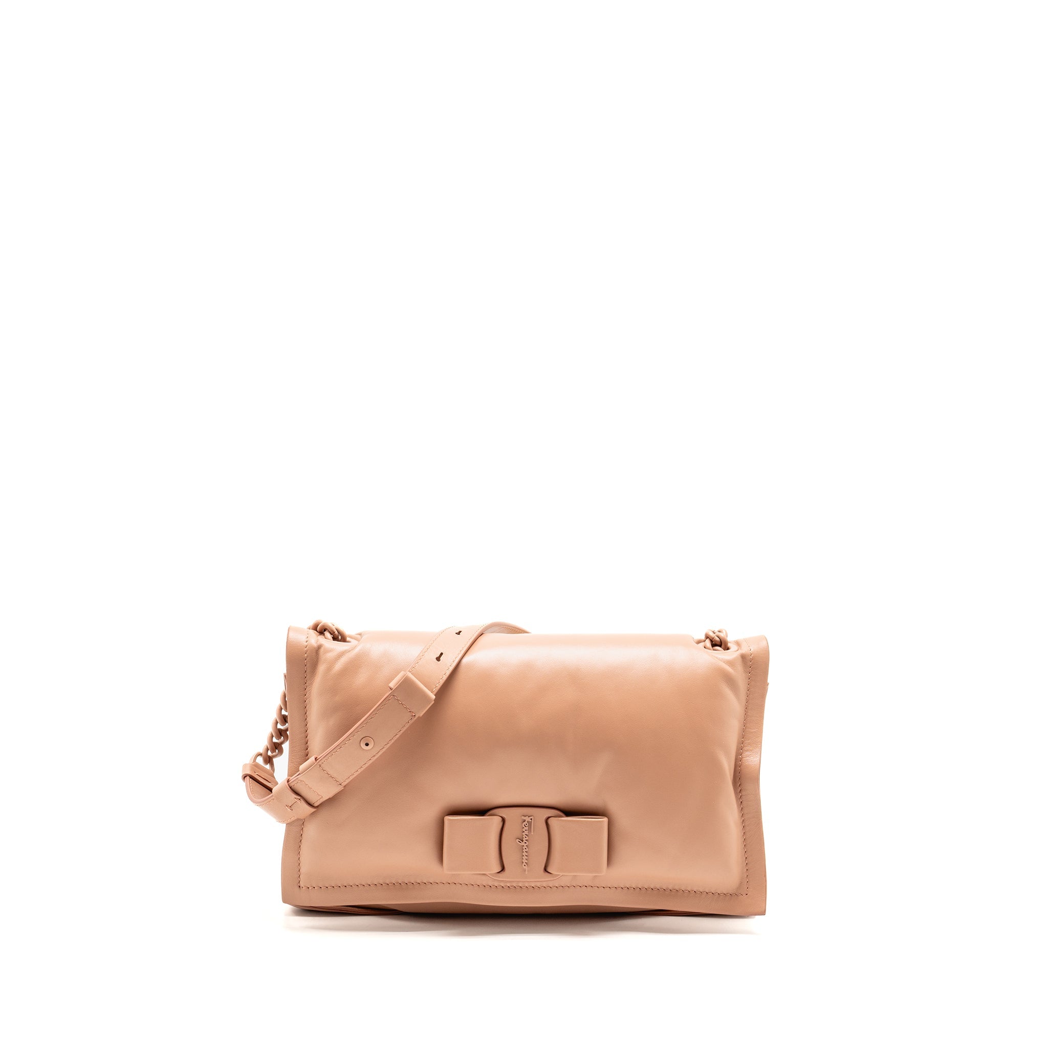 SALVATORE FERRAGAMO VIVA BOW SHOULDER BAG LEATHER DUST PINK SHW