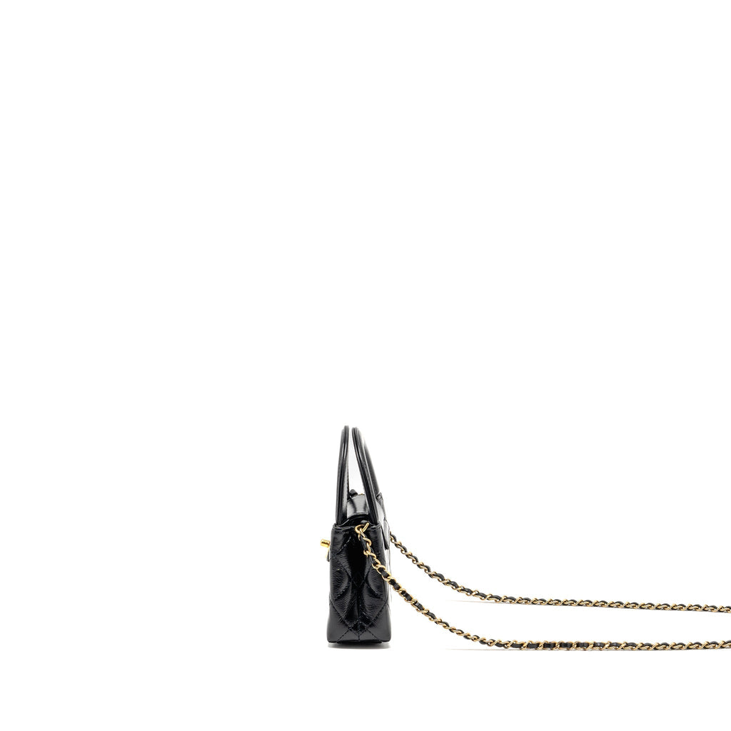 CHANEL 24P MINI NANO KELLY SHOPPER CALFSKIN BLACK GHW (MICROCHIP)