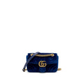 GUCCI SMALL GG MARMONT BAG VELVET BLUE GHW