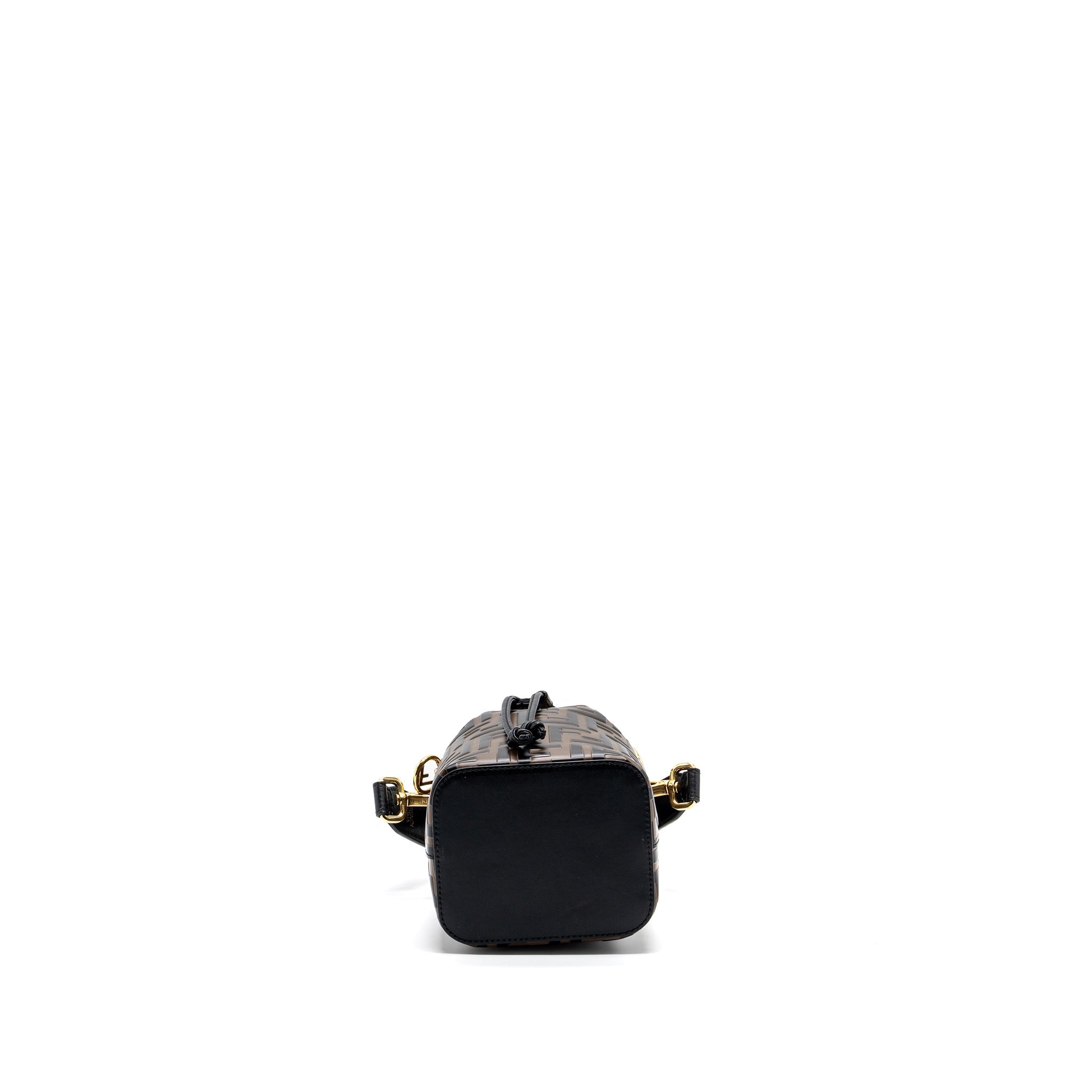 FENDI MINI MON TRESOR BUCKET BAG CALFSKIN BROWN / BLACK GHW