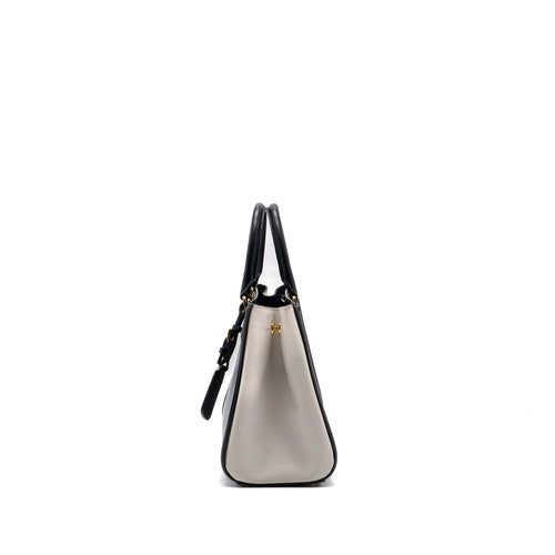 PRADA TOTE BAG SAFFIANO CALFSKIN BLACK / WHITE GHW