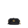 GUCCI GG MARMONT SMALL MATELASSE SHOULDER BAG CALFSKIN BLACK GHW
