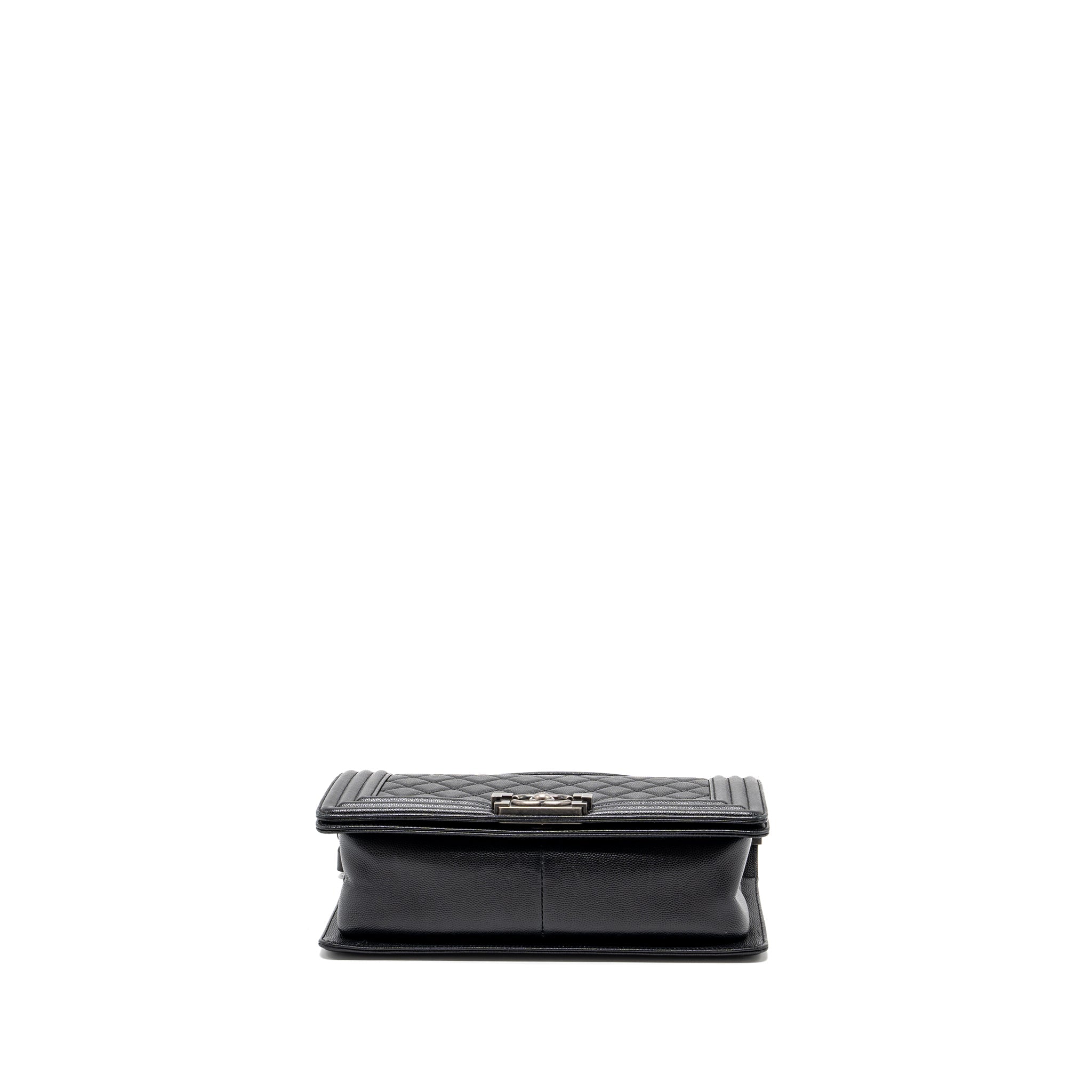 CHANEL MEDIUM BOY BAG CAVIAR BLACK RUTHENIUM HARDWARE