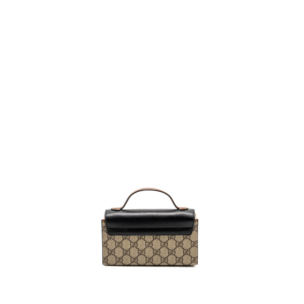 GUCCI MINI PADLOCK TOP HANDLE SHOULDER BAG GG SUPREME CANVAS GHW