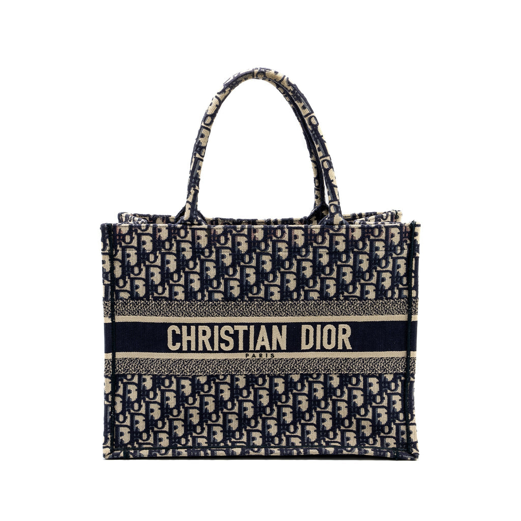 DIOR MEDIUM BOOK TOTE BLUE OBLIQUE EMBOIDERY