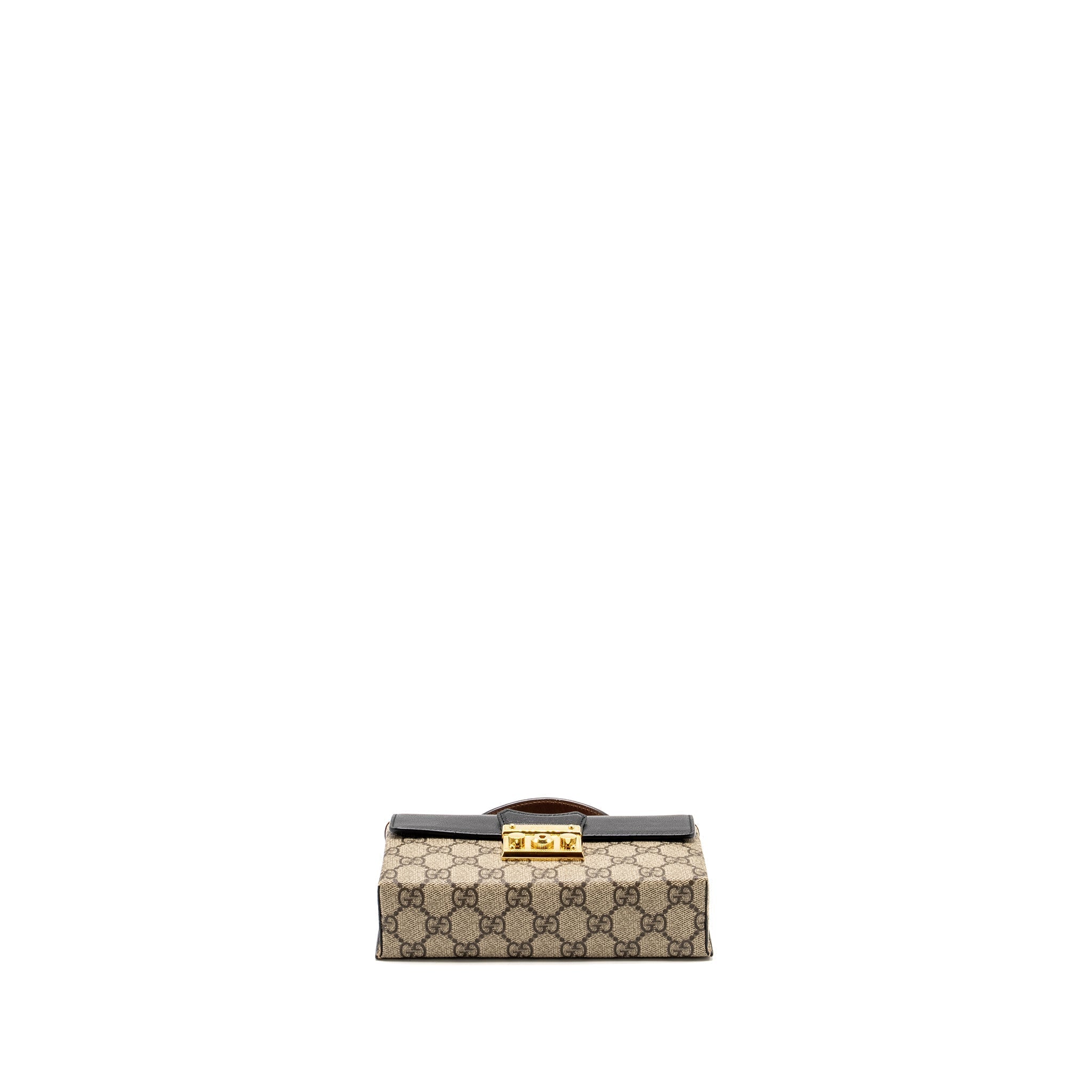 GUCCI MINI PADLOCK TOP HANDLE SHOULDER BAG GG SUPREME CANVAS GHW