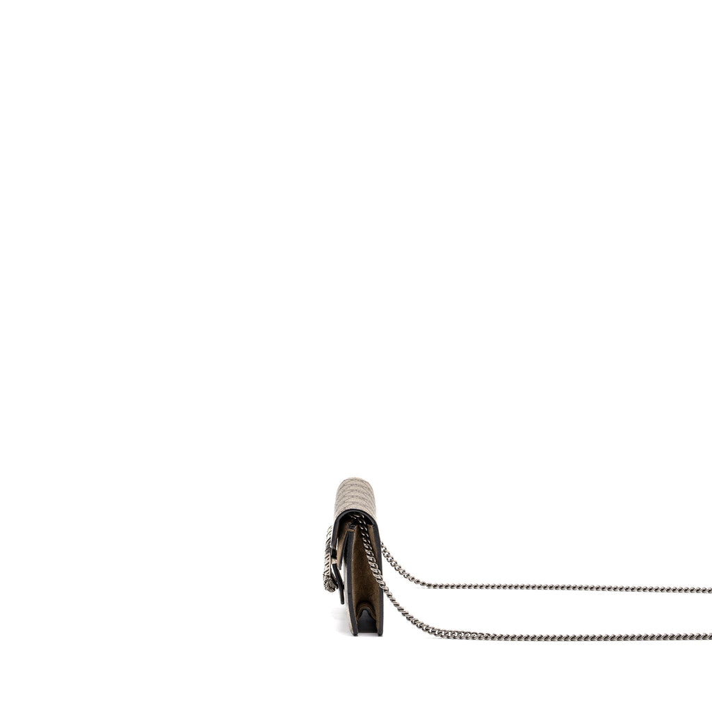 GUCCI DIONYSUS SUPER MINI GG SUPREME CANVAS/SUEDE RUTHENIUM SILVER HARDWARE