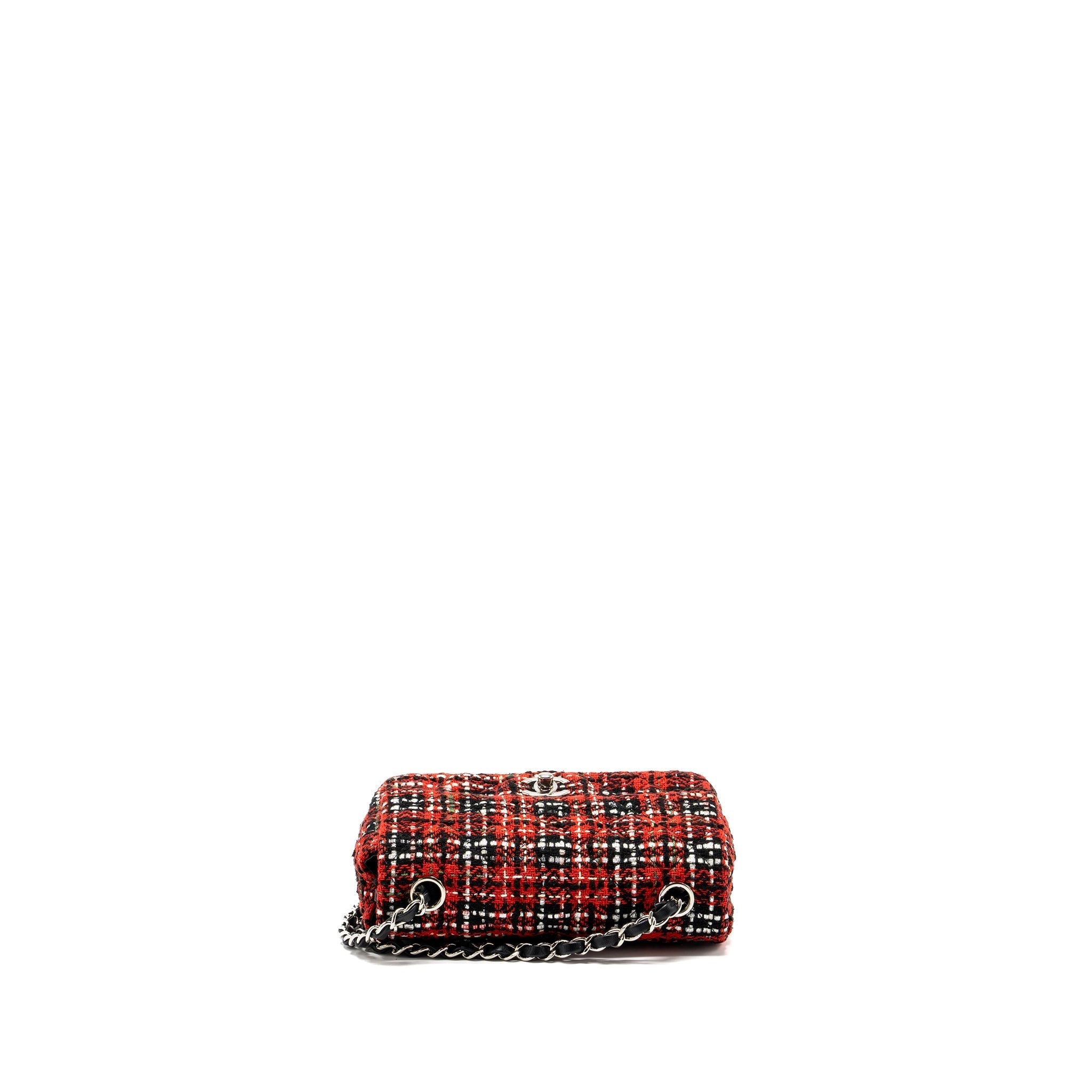 CHANEL MINI RECTANGULAR FLAP BAG TWEED RED / BLACK MULTICOLOUR SHW