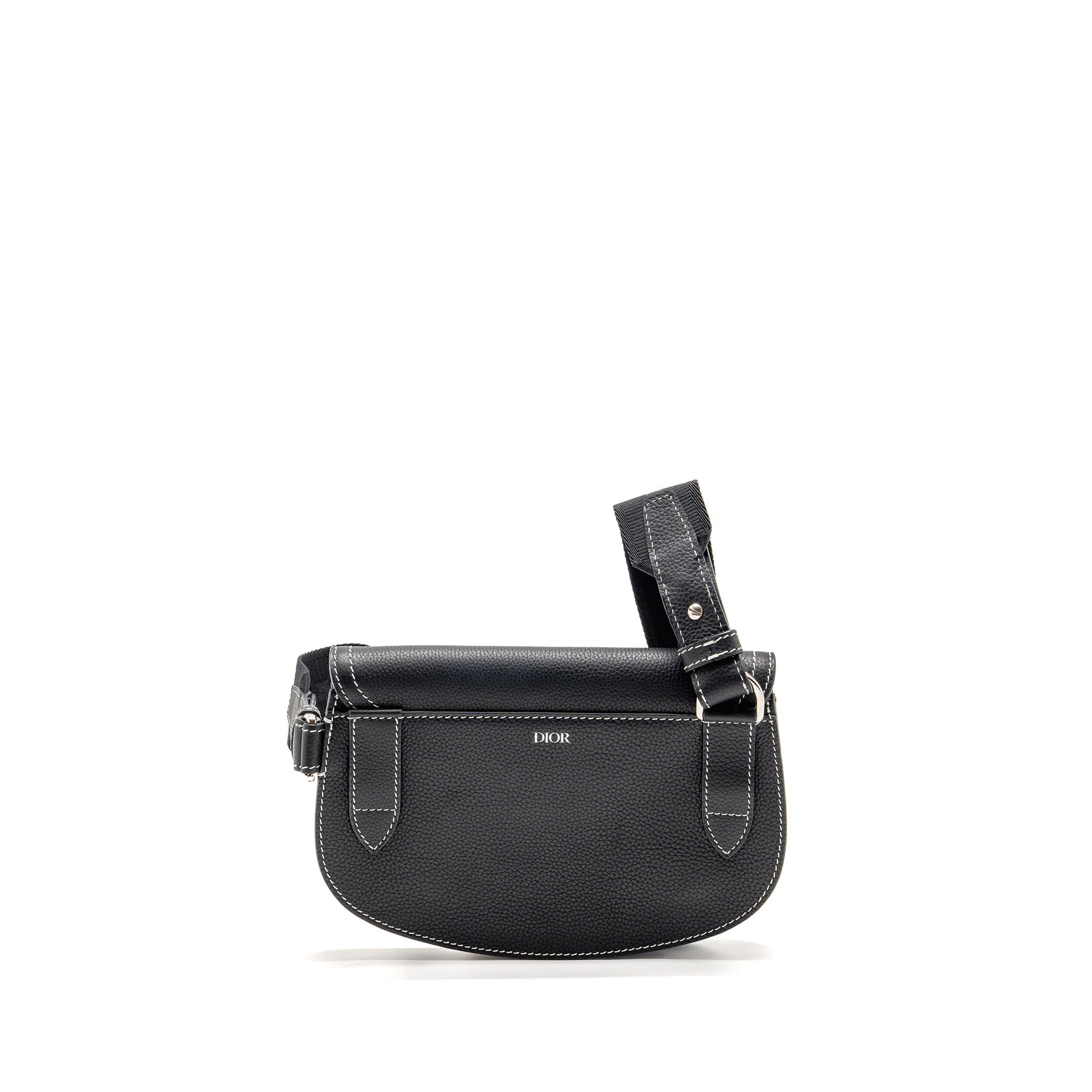 DIOR X KAWS POUCH SADDLE BAG LEATHER BLACK SHW